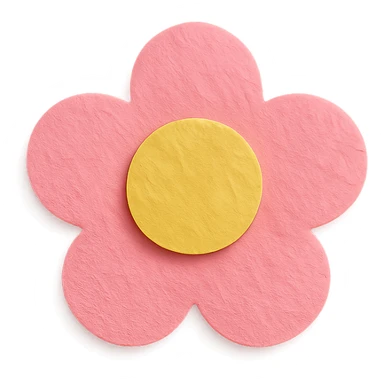pink flower-shaped candy, paper craft style, isolated on transparent background sticker