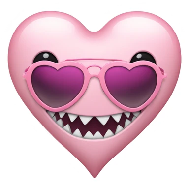 Light pink heart with shark teeth and sunglasses sticker