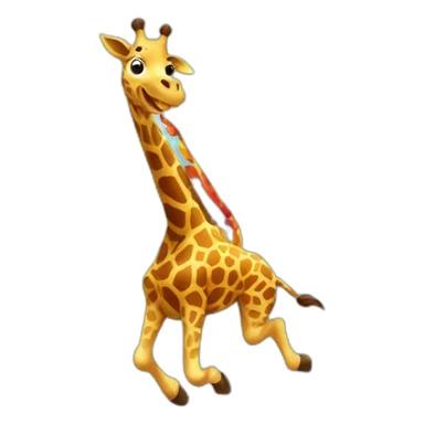 haunted giraffe jumping on a trampoline wearing a hat sticker