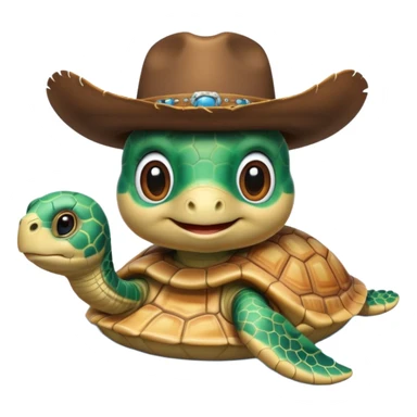 Cute blow up pool turtle with a cowboy hat sticker