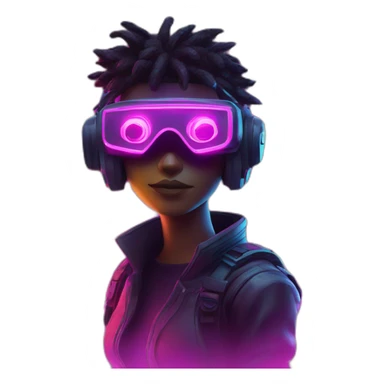 Password hero in a cyberpunk VR environment with neon lighting. sticker