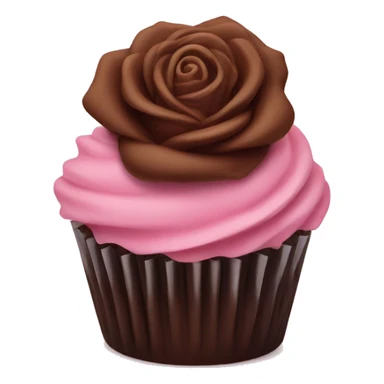 pink rose on chocolate cupcake sticker