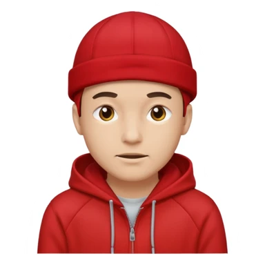 man with red cap and hoodie sticker