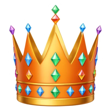 orange prismatic 3d crown with rainbow gems sticker