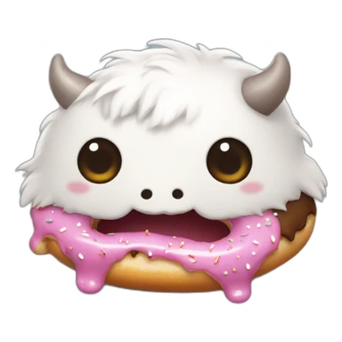 poro from lol eating donut sticker