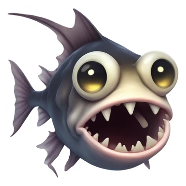 Anglerfish with glowing lure, sharp teeth, and big eyes. sticker