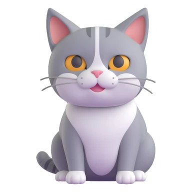 a simple and clear design of a cat with a white nose and underbelly, gray on the rest of the body sticker