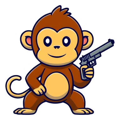Monkey with a gun sticker