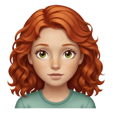 girl with freckles and hazel green eyes and wavy red hair mixed with light brown sticker