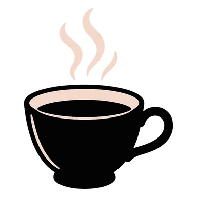 black and pink teacup with steam, no background sticker