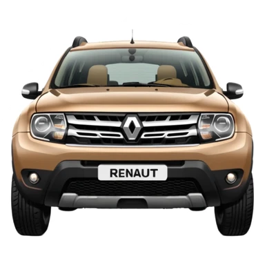 Front side of Renault Duster 2014. Beige colour  sticker