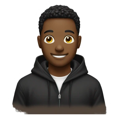 student with a smile in a black hoodie with a microphone in his hands sticker