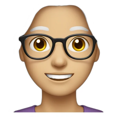 Long White haired Woman with glasses smiling hazel eyes eyes sticker