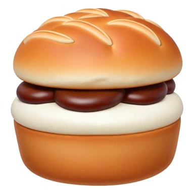 Tianjin Goubuli Dousha Bao red bean paste bun with pinched top, simplified emoji style with bold outlines and bright colors, cartoon style sweet steamed bun sticker