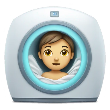 mri scanning with a cute face sticker