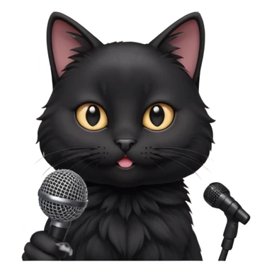 black cat holding microphone sticker