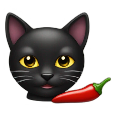 Black Cat eat chili pepper sticker