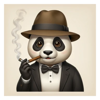 panda wearing a fedora and smoking a pipe, easy to draw sticker
