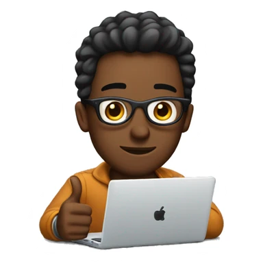 a cool guy with laptop showing thumb sticker