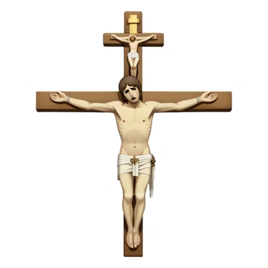 Crucified Liam Gallagher in the style of Jesus full body on cross sticker