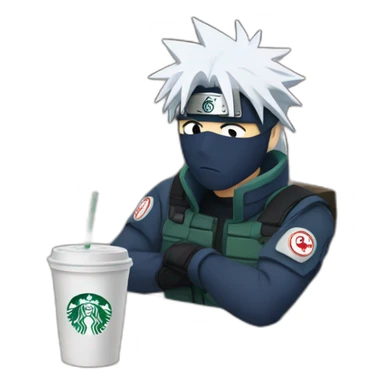 kakashi drinks starbucks sticker