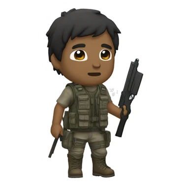 homem chibi survival mostrando as costas olhando para o lado, vestido de caçador inspirado em dayz, fardamento brasileiro, backround pos apocalíptico  sticker