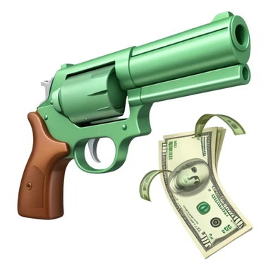 money gun shooting dollar bills sticker
