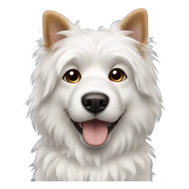 A white fluffy dog with brown flap ears sticker