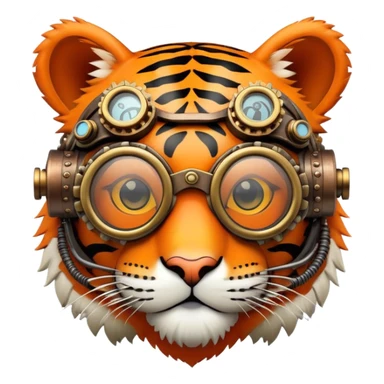 Steampunk tiger with goggles and gears sticker