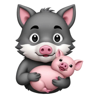 Wolf cartoon wholding animal for eating  sticker