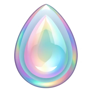 teardrop gemstone with pastel holographic swirls inside sticker