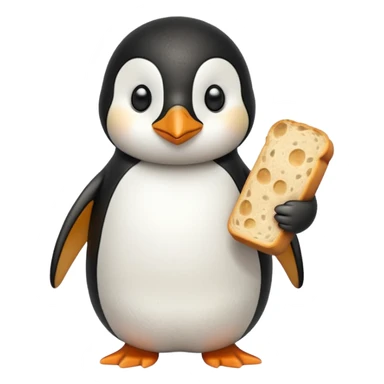a penguin holding a loaf sticker