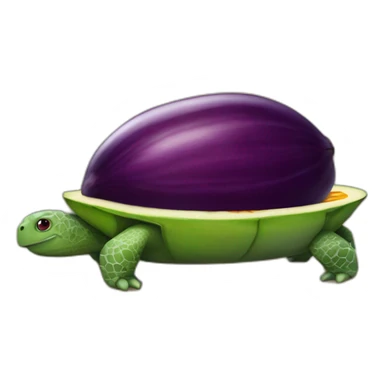 aubergine sur une tortue avec une tete de mangue sticker
