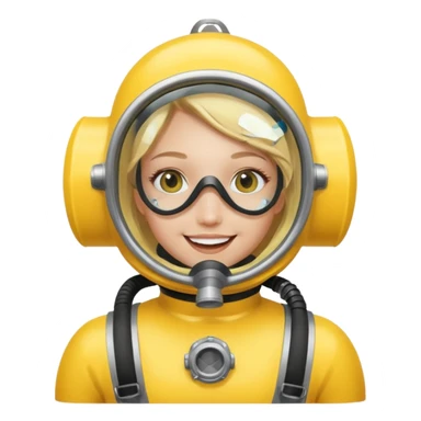 scuba diving girl blonde with yellow oxygen tank and mask sticker