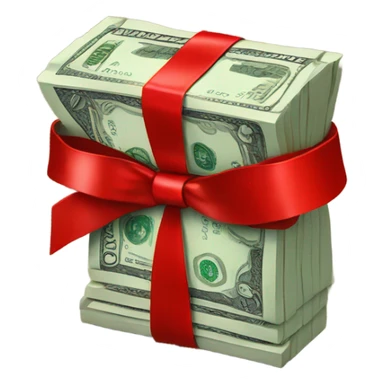  money with red bow sticker
