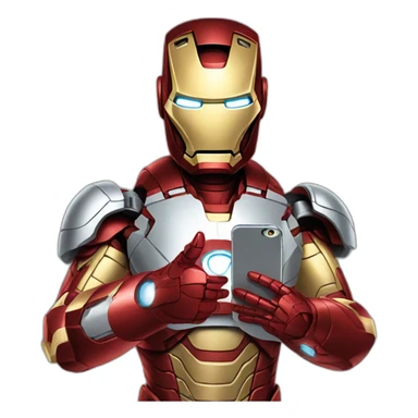 iron man holding a iphone sticker