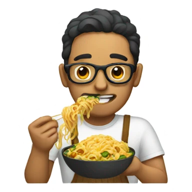 Mexican with glasses eating pasta sticker
