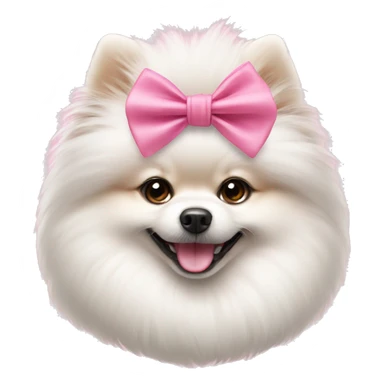 white pomeranian using pink bow smiling  sticker