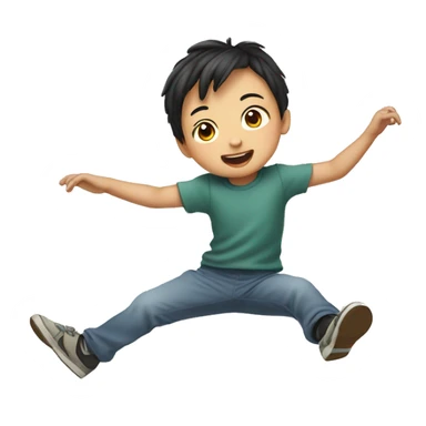 drawing asian jumping child  sticker
