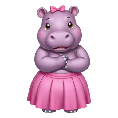 Hippo with a pink skirt sticker
