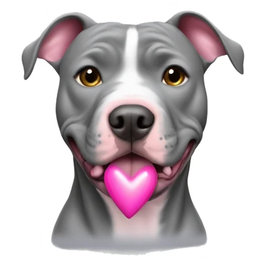 Grey pitbull with pink hearts around head  sticker