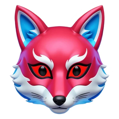 Luminous and neon mask with red, blue and pink fox glow. sticker
