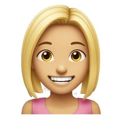 smiling girl which put her index nail between her teeth sticker