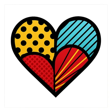 heart with a bold pop art pattern sticker