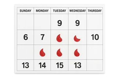 calendario realistico con 5 giorni di fila segnati per il ciclo sticker