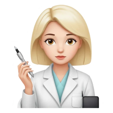 girl cosmetologist, thoughtful expression, soft colors, beauty clinic vibe sticker