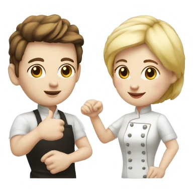 restaurant owner with white skin, and blogger with white skin, shaking hands in great detail sticker