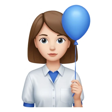 Woman with blue balloon, white shirt sticker