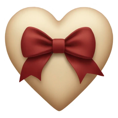 Beige heart with dark red bow sticker