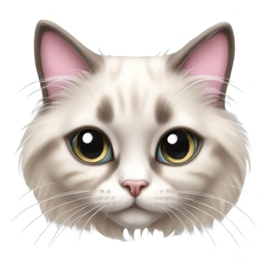 Cute Realistic ragdoll cat with pale pink bow sticker